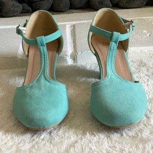 Vintage Aqua Mary Jane Heels
